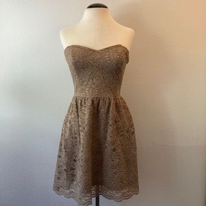 Daisy Shoppe Brown Lace Strapless Dress No Size Tag Fits Small
